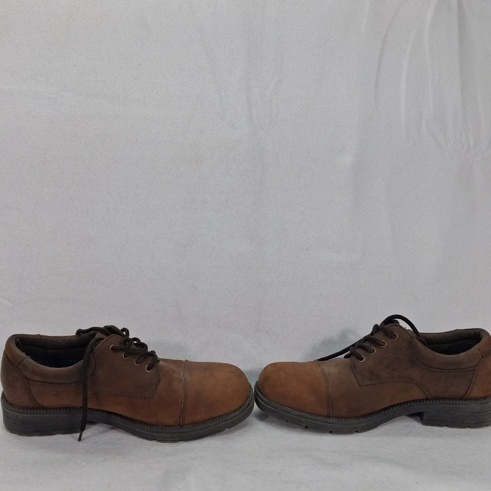 Dockers Oxford Shoes Mens 8.5M 090-92008 Brown Leather Cap Toe Lace Up Good